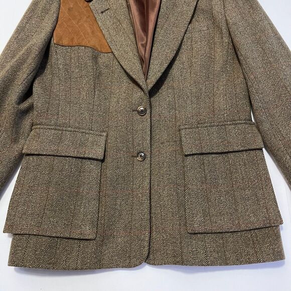 ORVIS Women's Vintage 90s Herringbone Hunting Shooting Jacket 100% Wool Size 12 - Picture 5 of 12